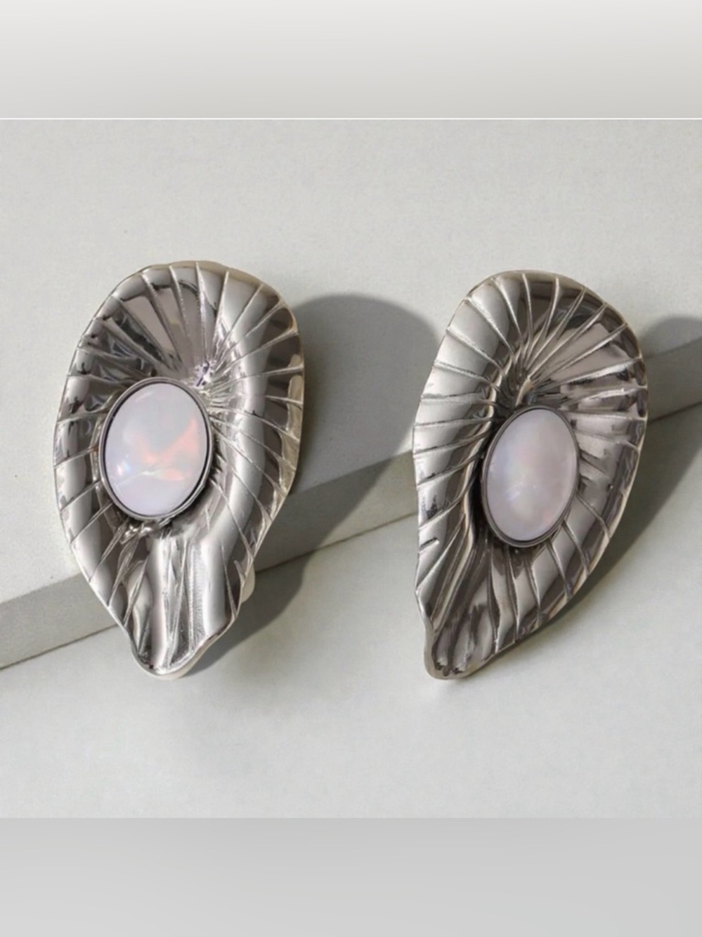 Shell Earrings Silver and White Earrings Beach Summer Vibes